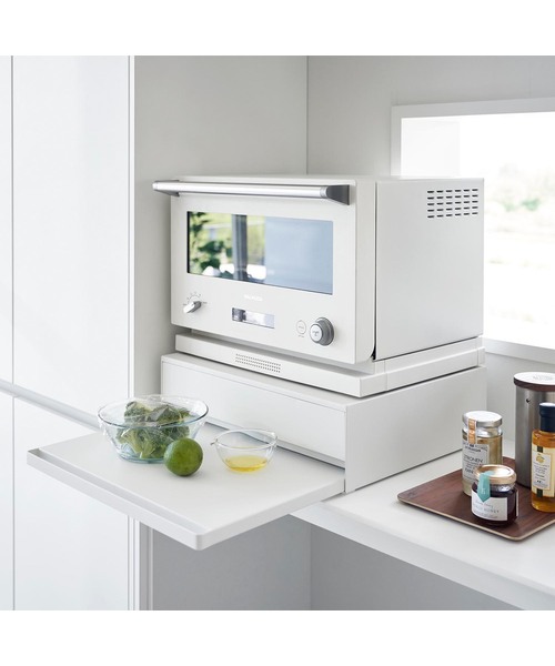 ツーウェイ キッチン家電下引出&スライドテーブ スリムプラスチックバック２個 tower ツーウェイ キッチン家電下引き出し＆スライドテーブル タワー