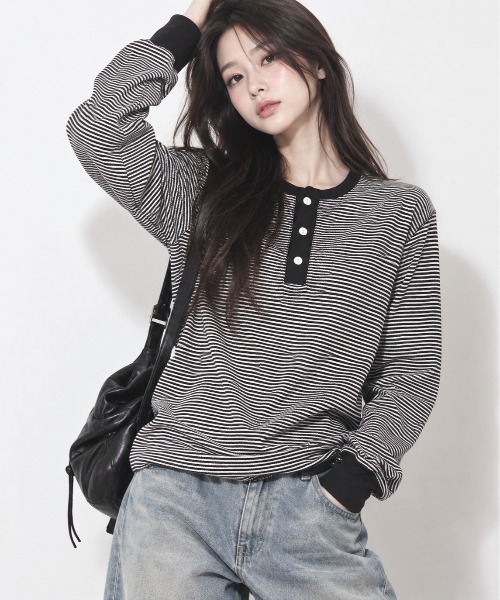Healthknit（ヘルスニット） ヘンリーネック tシャツ