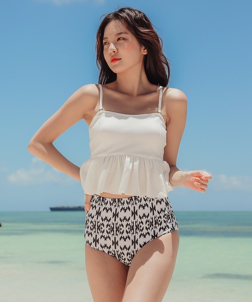Lace Ladies 水着 ハイウエストショーツセパレート水着2点セット