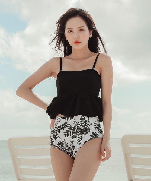 Lace Ladies 水着 ハイウエストショーツセパレート水着2点セット