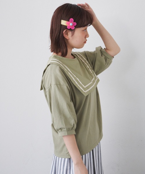 tシャツ SHEERSUCKER TEE BLOUSE レディース osharewalker トップス Tシャツ 半袖 カットソー プルオーバー