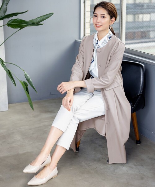 Tiaclasse ノーカラーコート コート ノーカラーAラインコート