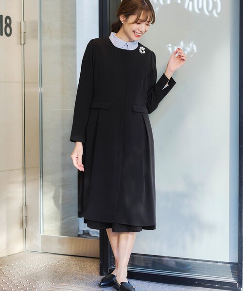 Tiaclasse ノーカラーコート コート ノーカラーAラインコート