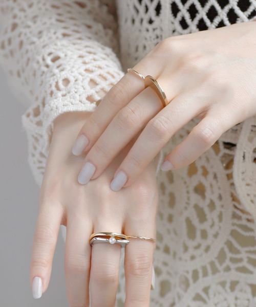 ANEMONE（アネモネ） 指輪 リング ポイントパールメタルプレートリング