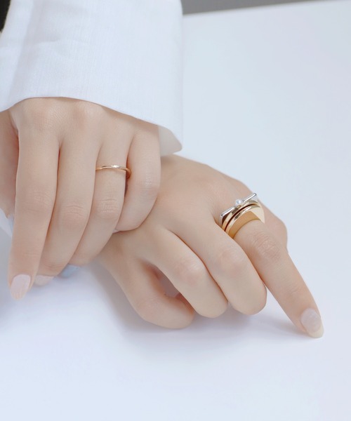 ANEMONE（アネモネ） 指輪 リング ポイントパールメタルプレートリング