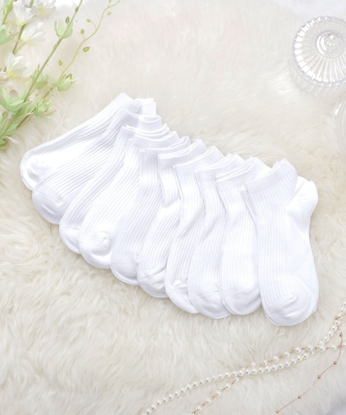 Lace Ladies 靴下 「10足セット」リブ編みくるぶしソックス