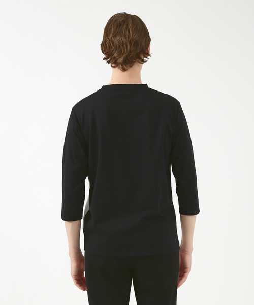 ■DAKS ソリッド素材配色7分丈袖Tシャツ tシャツ 異素材スラッシュ 七分袖 Tシャツ メンズ : ZOZOTOWN