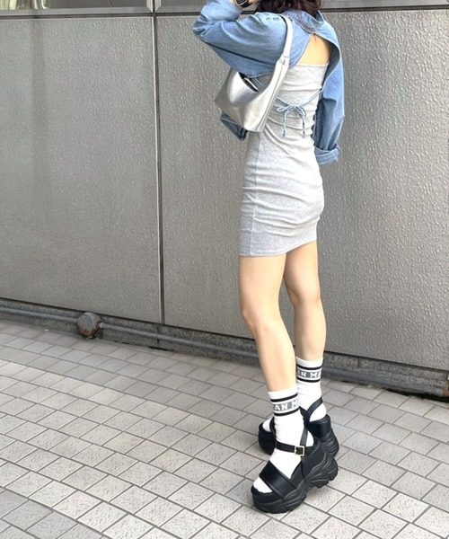 サンダル 「R＆E」厚底ラバーストラップサンダル レディースの画像