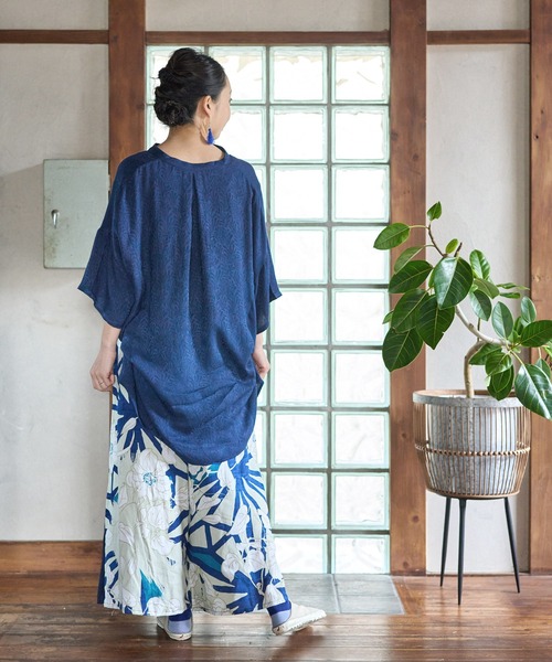 【カヤ】菊薫る長丈トップス グリーン カヤ】菊薫る長丈トップス グリーン - ファッション通販