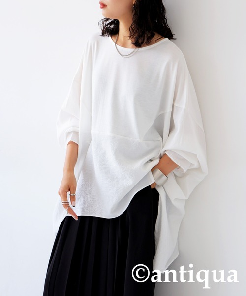 antiqua（アンティカ） tシャツ ドルマンスリーブ異素材切り替え