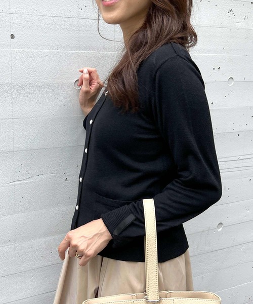 PICCIN PERLA ビジューカーディガン新品 PICCIN PERLA カーディガン ビジューボタンバイカラー