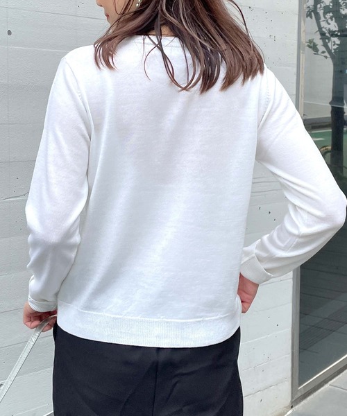 PICCIN PERLA カーディガン ビジューボタンバイカラー