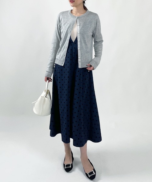 PICCIN PERLA ビジューカーディガン新品 PICCIN PERLA カーディガン ビジューボタンバイカラー