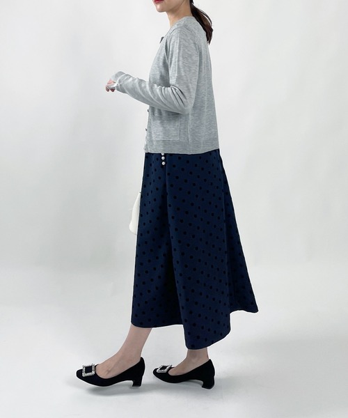 PICCIN PERLA カーディガン ビジューボタンバイカラー
