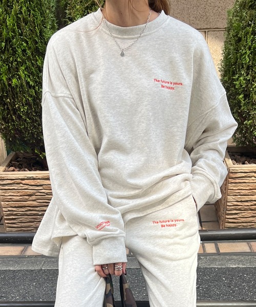 トレーナー スウェット 「セットアップ対応」刺繍ロゴオーバースウェット(chiica original) / ロゴスウェット ワンポイント トレーナー I-SOOK トレーナー スウェット 「セットアップ対応」刺繍ロゴ