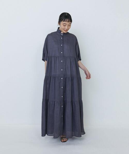 LOISIR ロワズィールのシャツワンピース　ロング　アイボリー系 LOISIR（ロワズィール）の「オルカドットジャカードシャツ