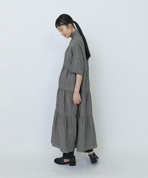 loisir ロワズィール ロングワンピース F 七分袖 チェック柄