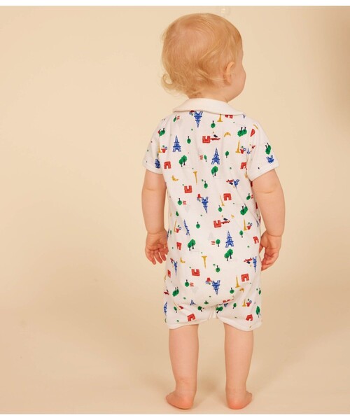 PETIT BATEAU ベビー服 ロンパース プリントショートロンパース