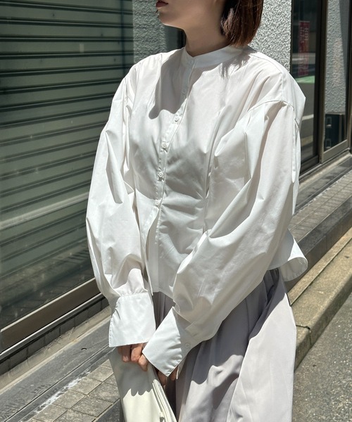 タグ付き♡SATOKA ブラウス ホワイト ケープタックブラウス
