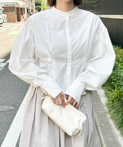 タグ付き♡SATOKA ブラウス ホワイト トリアセバックサテンジョーゼット ラッフルブラウス（01-02HK02-205