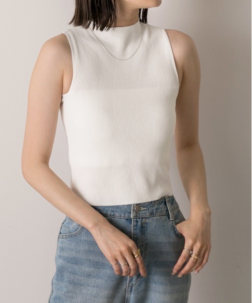 【新品タグ付】Theory ノースリーブニット ホワイト S 洗える コットン ad thie（アドティエ） tシャツ ノースリーブ ニットトップス