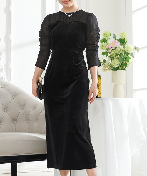 Lace Ladies（レースレディース） ドレス ベロア ドッキング シアー