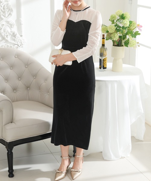 Lace Ladies（レースレディース） ドレス ベロア ドッキング シアー