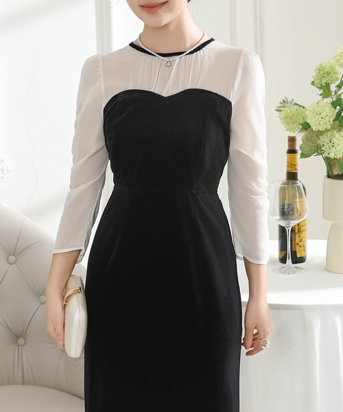 Lace Ladies（レースレディース） ドレス ベロア ドッキング シアー