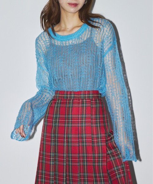 ニット セーター 「MAISON BREEZE reveur」モヘア混ニット 透かし編み チュニックPO 31943C333 XNN レディース セール】メゾンブリーズレヴール MAISON BREEZE reveur モヘア混