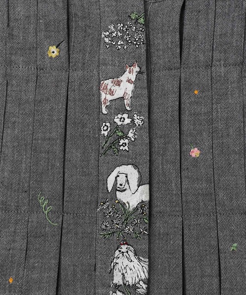 ハウピア　８分丈　刺繍ブラウス haupia ブラウス シャツ にっこり ほっこり「刺しゅうブラウス