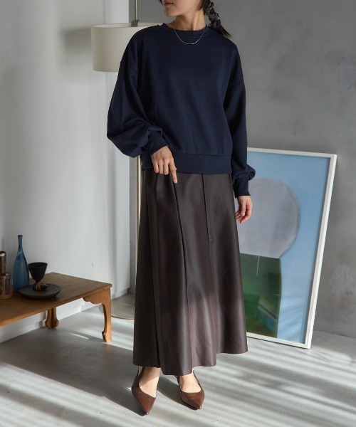 TRIANGLE PALETTE スカート フェイクレザーフレアスカート