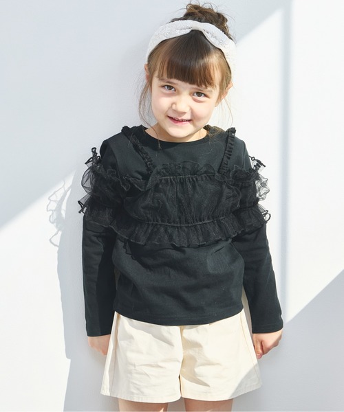 美品　アナスイミニ ビスチェ Tシャツ キュロット 3点セット　140 あったか】トップス・チュールビスチェセット（Tシャツ