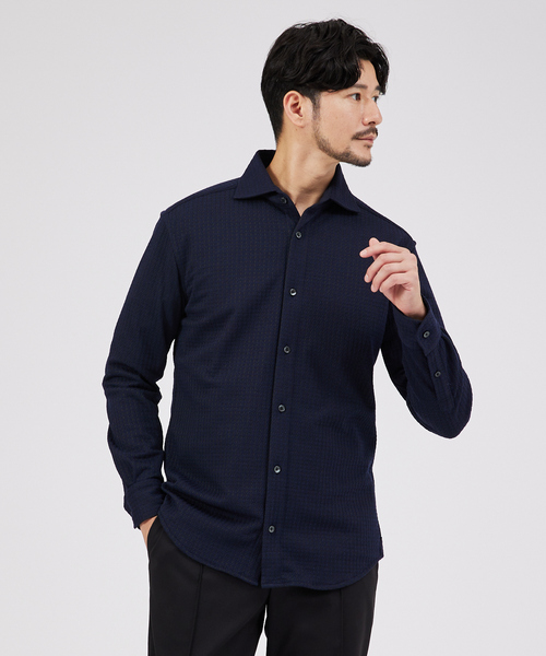ABAHOUSE（アバハウス） シャツ 「FLEX SHIRTS」千鳥柄フクレガ