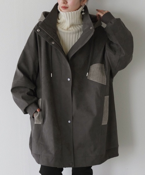 HUG.U（ハグユー） モッズコート コート 2way ヴィーガンレザー