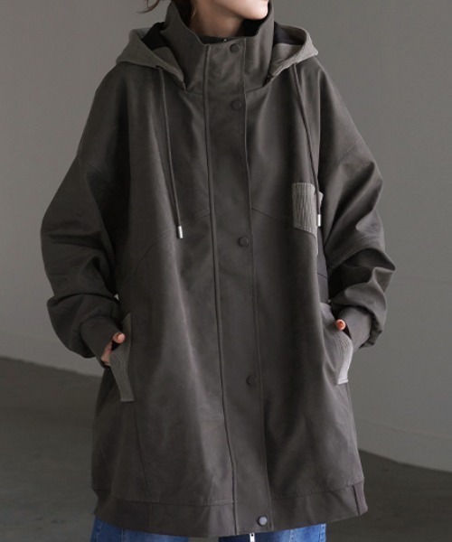 HUG.U（ハグユー） モッズコート コート 2way ヴィーガンレザー