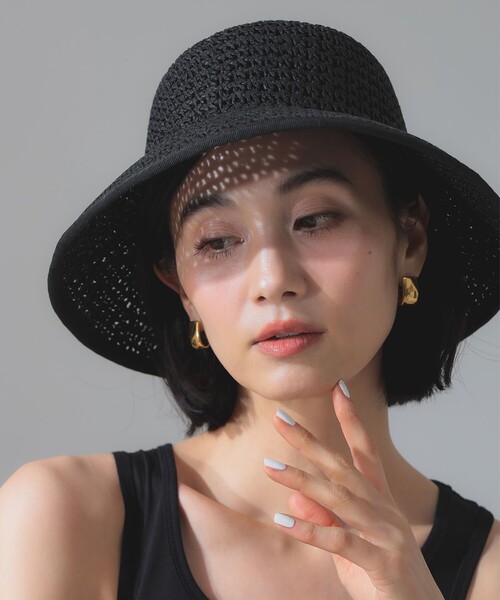 【美品】GLILLO/ペーパーダウンハット GRILLO 帽子 ハット / ペーパー クロシェハット レディース