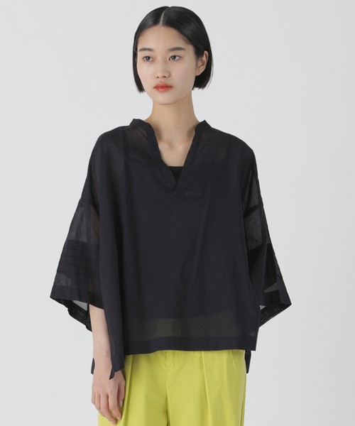 シャツ+ブラウス(長袖+七分) ZUCCa - zucca ZUCCa 「ZUCCa」 7分袖ブラウス M size ブルー レディース