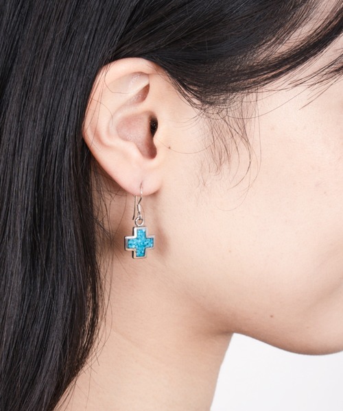 Harpo ピアス 「HARPO」ターコイズ クロス シルバーピアス