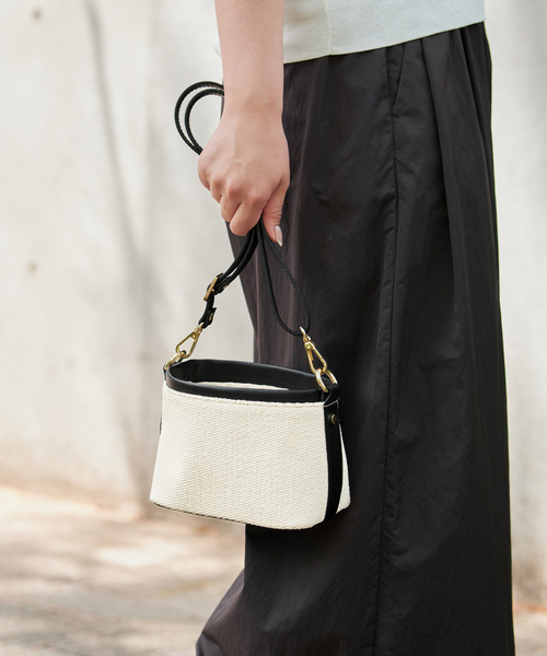 IENA ラフィア×レザー トート＆ショルダーバッグ Made in Italy｜