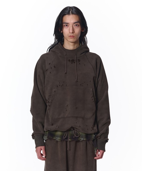 JieDa DAMAGE SWEAT HOODIE ダメージ加工 パーカー JieDa（ジエダ） パーカー DAMAGE PULLOVER HOODIE メンズ レディース