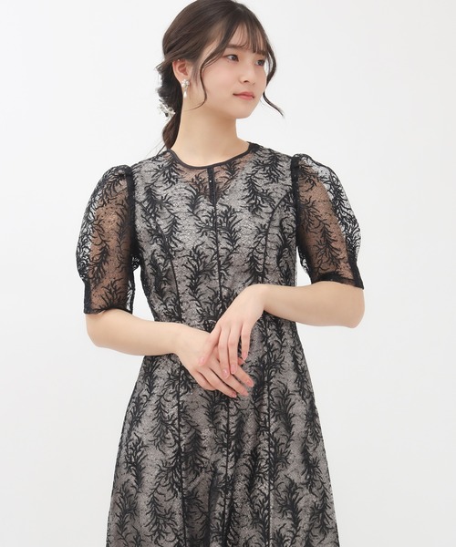 TRUDEA（トルディア） ワンピース スパンコール刺繍レースワンピース