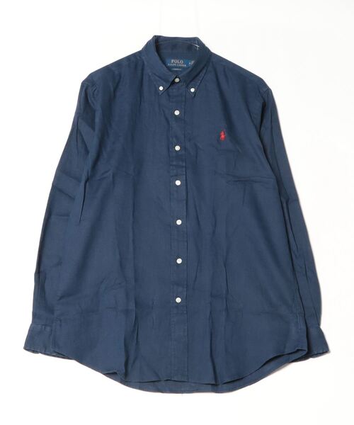 大人気✳︎ポロバイラルフローレン現行リネンシャツ麻ネイビークラシックフィット正規品 POLO RALPH LAUREN シャツ クラシック フィット リネンコットン