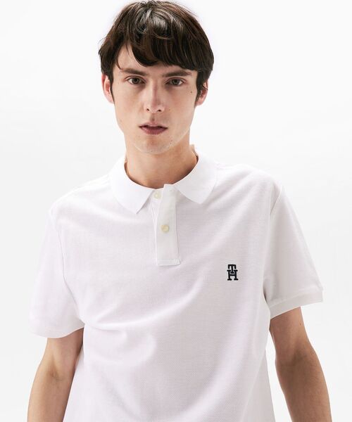 良品   トミーヒルフィガー コットン100％ ポロシャツ シャツ トップス ホワイト Mサイズ m15031 TOMMY HILFIGER - 良品 TOMMY HILFIGER トミーヒルフィガー コットン