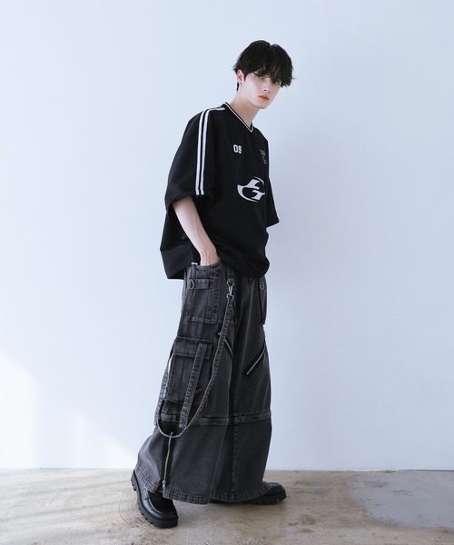 LILL 3wayルーズシルエットハイギミックサスペンダーデニムカーゴ