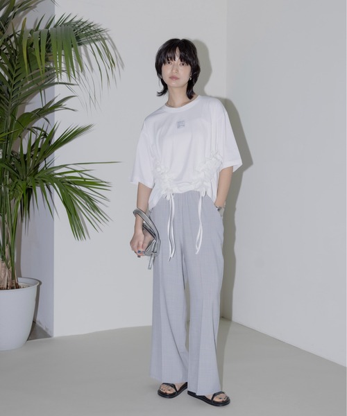 Eimee Law tシャツ サイドフリル ドロスト クロップドTシャツ