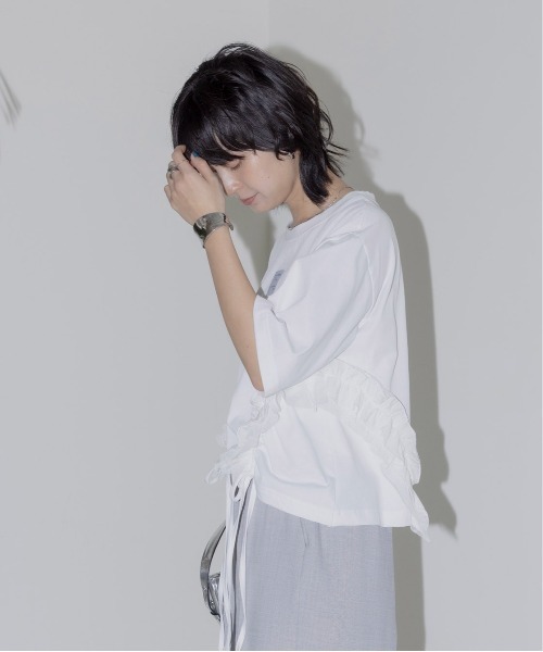 サイドフリル ドロスト クロップドTシャツ（Tシャツ/カットソー