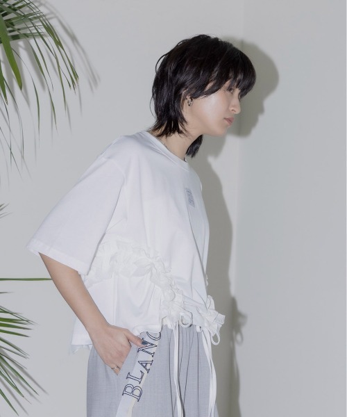 Eimee Law tシャツ サイドフリル ドロスト クロップドTシャツ