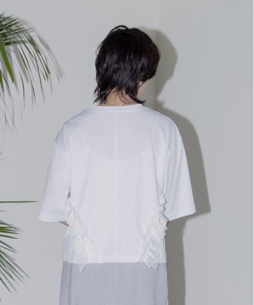 Eimee Law tシャツ サイドフリル ドロスト クロップドTシャツ