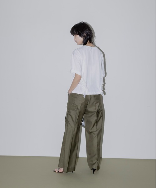 Eimee Law tシャツ サイドフリル ドロスト クロップドTシャツ