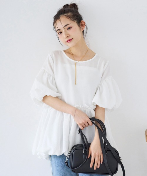 モネピネ　peplum balloon shirt/ペプラムバルーンシャツ モネピネ peplum balloon shirt/ペプラムバルーンシャツ